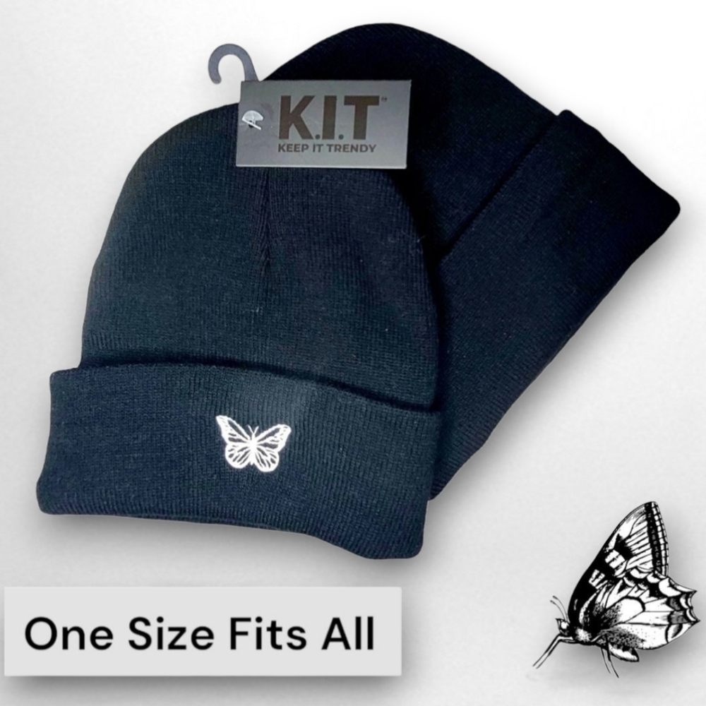 H.I.T. Brand Black Winter  Beanie Hats Set Of Two